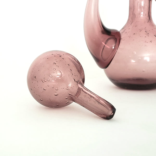 Elegant Hand Blown Art Glass, Genie Glass Cruet with Globe Stopper ~ Signed
