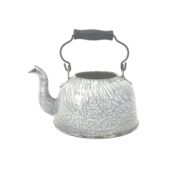 Antique Gray Granite Iron Ware, Gooseneck Tea Pot, No Lid by St. Louis Stamping Co.