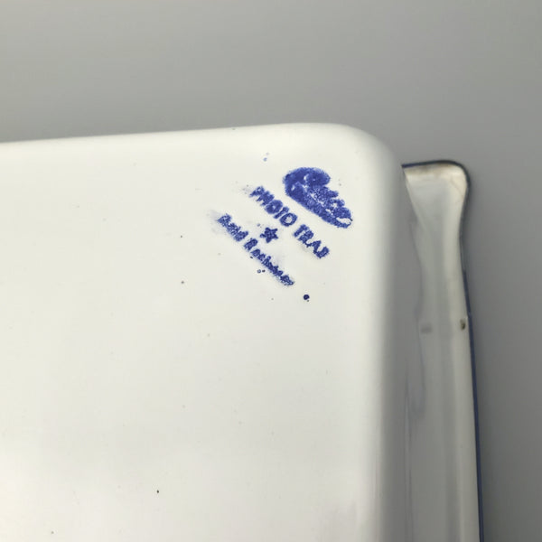 Vintage White Enamelware Blue Trim, Photography Developing Trays, Set of 2, by CESCO