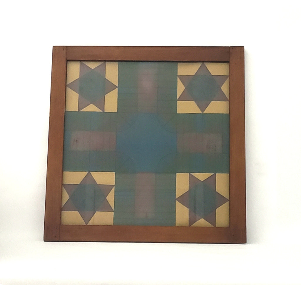 Parcheesi Game Board Framed Under Glass, Americana Folk Art Style