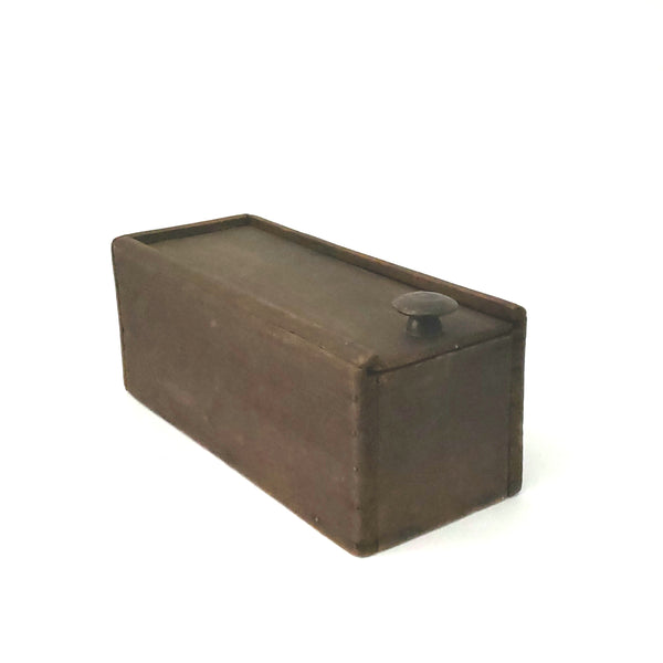 Antique Wooden Slide Top Lid Candle Box, Storage Box, Dark Brown