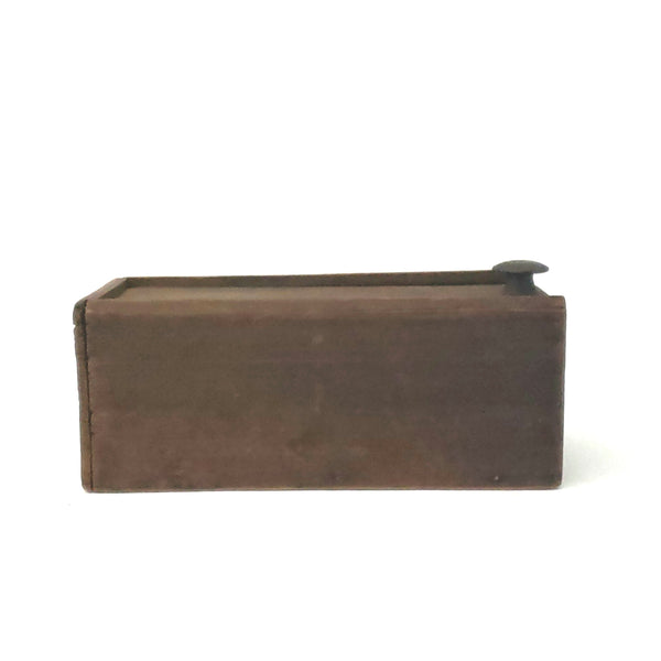 Antique Wooden Slide Top Lid Candle Box, Storage Box, Dark Brown