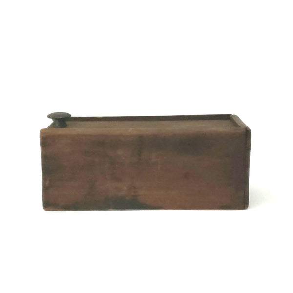 Antique Wooden Slide Top Lid Candle Box, Storage Box, Dark Brown