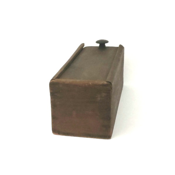 Antique Wooden Slide Top Lid Candle Box, Storage Box, Dark Brown