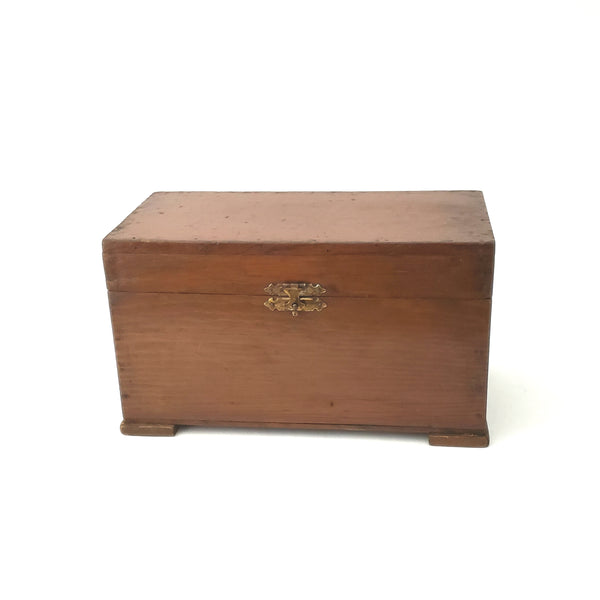 Vintage Wooden Document or Jewelry Box, Hinged Lid, 11" L