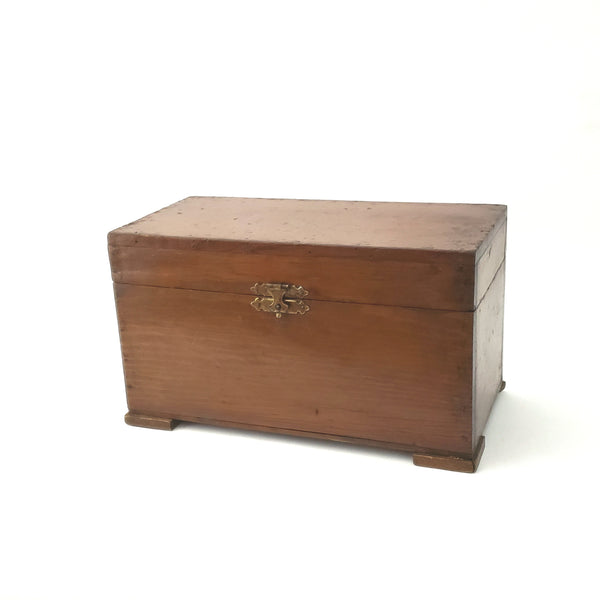 Vintage  Wooden Document or Jewelry Box, Hinged Lid 11" L