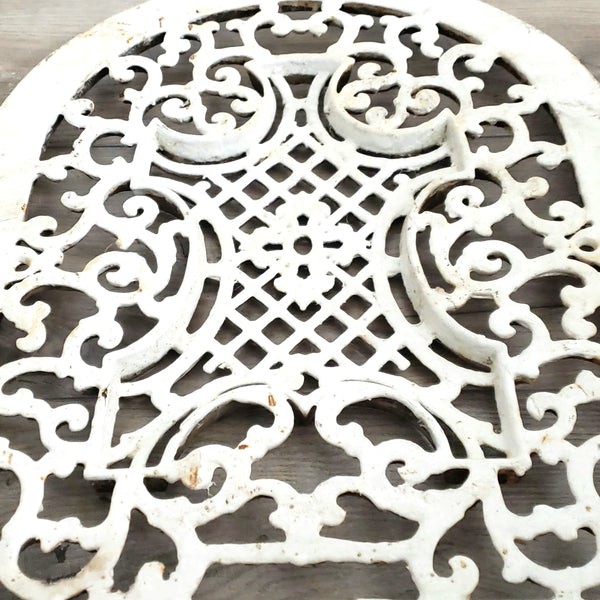 Antique Cast Iron Grate Grille Geometric and Scrolls 12 x 16 Arch Architectural Salvage
