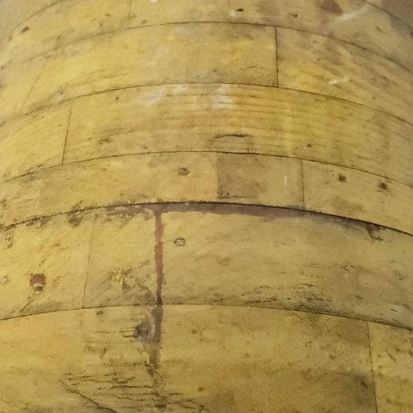 Antique Country Primitive Large Wooden Bucket, 15" Tall Cylinder Older Yellow Paint