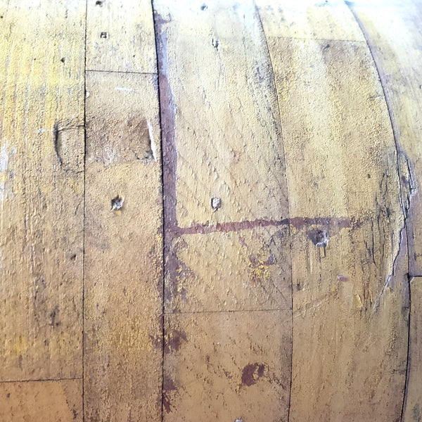 Antique Country Primitive Large Wooden Bucket, 15" Tall Cylinder Older Yellow Paint