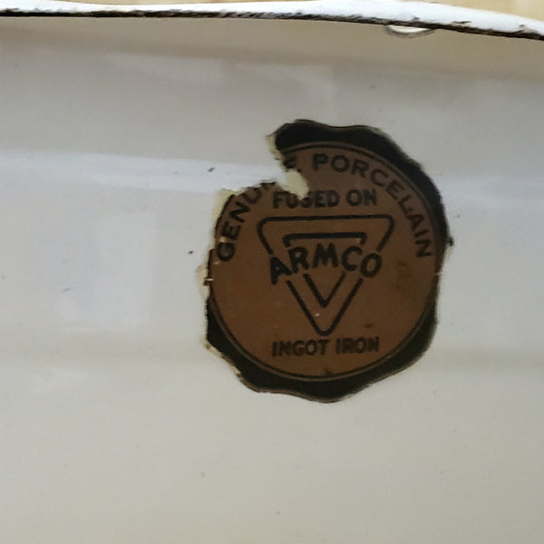 Antique White Enamelware Medical Storage Bin with Lid by ARMCO Middletown, Ohio
