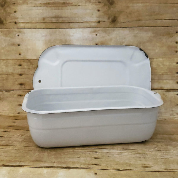 Antique White Enamelware Medical Storage Bin with Lid by ARMCO Middletown, Ohio