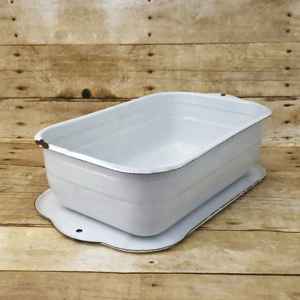 Antique White Enamelware Medical Storage Bin with Lid by ARMCO Middletown, Ohio