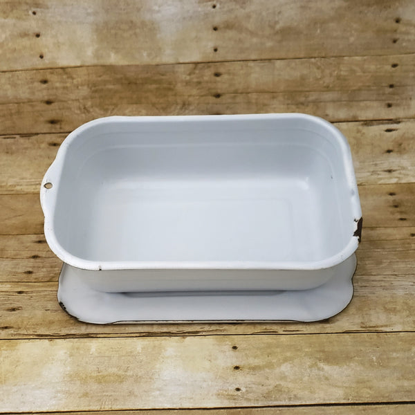 Antique White Enamelware Medical Storage Bin with Lid by ARMCO Middletown, Ohio
