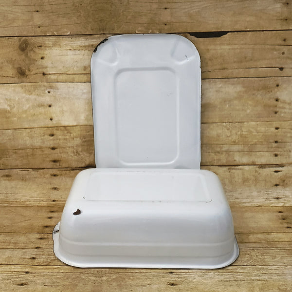 Antique White Enamelware Medical Storage Bin with Lid by ARMCO Middletown, Ohio