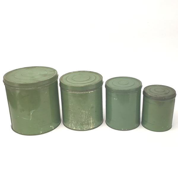 Vintage Distressed Green Kitchen Canister Set of Four