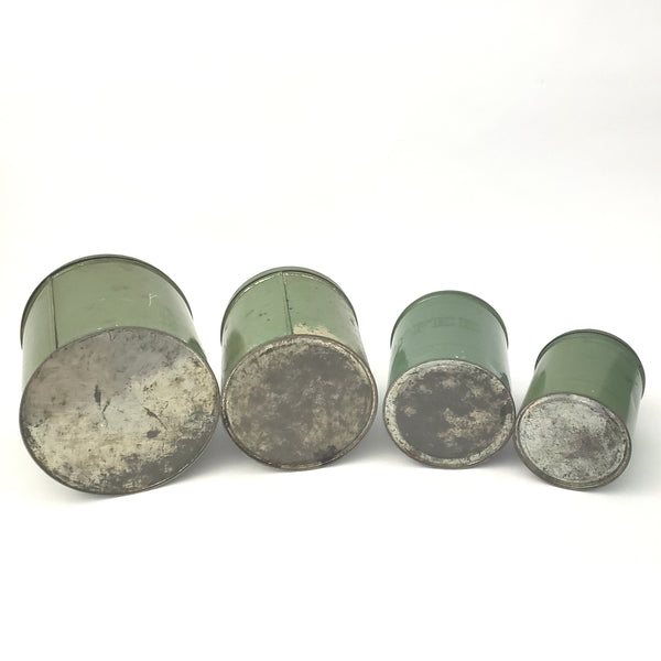 Vintage Distressed Green Kitchen Canister Set of Four