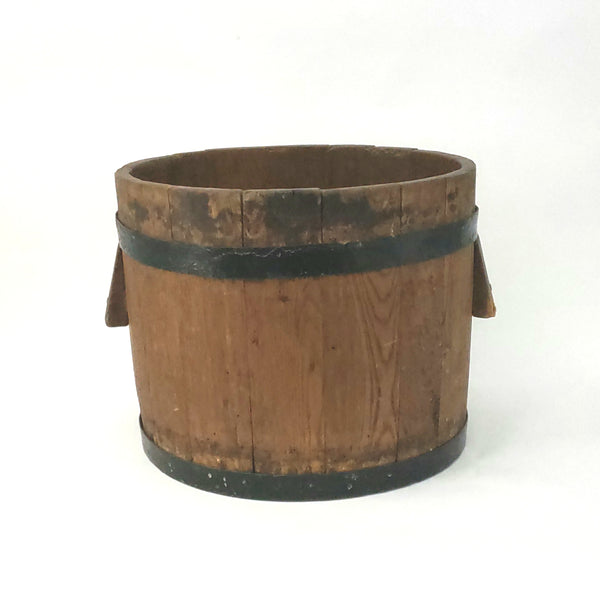 Antique Wooden Bucket Dry Measure Bucket Side Handles Country Farmhouse