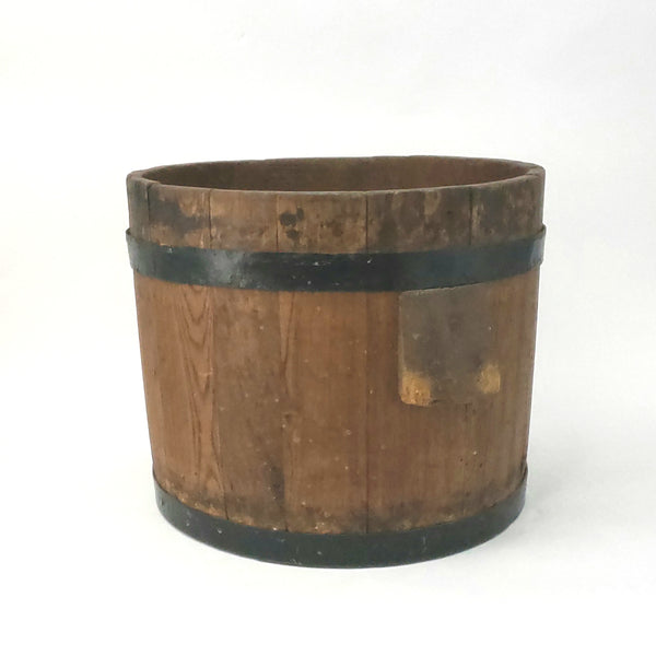 Antique Wooden Bucket Dry Measure Bucket Side Handles Country Farmhouse