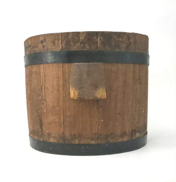Antique Wooden Bucket Dry Measure Bucket Side Handles Country Farmhouse