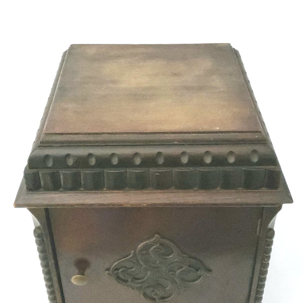 Antique Wooden Humidor Cabinet with Copper Lining, Pipe Holder Rack and 3 Pipes