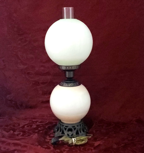Hand Painted "Gone With The Wind" Electrified Parlor Lamp Burgundy Roses 22"