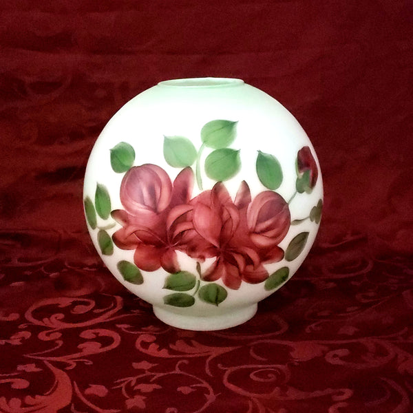 Hand Painted "Gone With The Wind" Electrified Parlor Lamp Burgundy Roses 22"
