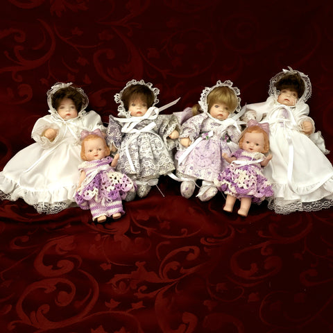Assortment of 6 Adorable Small Vintage Porcelain Dolls, 5 - 7 inches