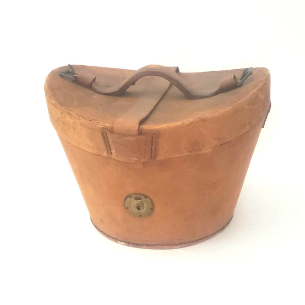 Antique Victorian English Leather Top Hat Traveling Case Stamped JMW