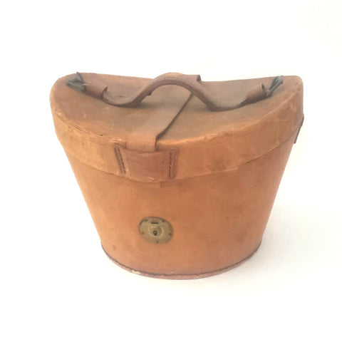 Antique Victorian English Leather Top Hat Traveling Case Stamped JMW