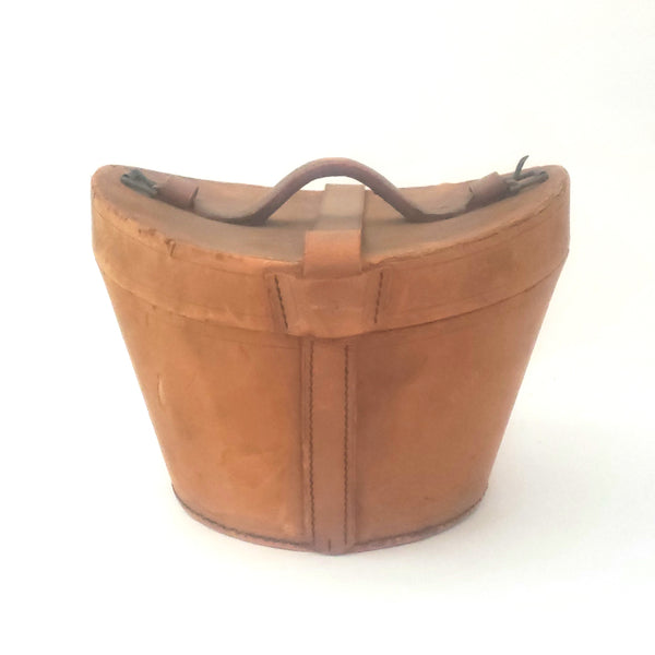 Antique Victorian English Leather Top Hat Traveling Case Stamped JMW