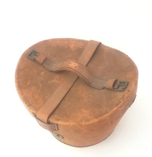 Antique Victorian English Leather Top Hat Traveling Case Stamped JMW