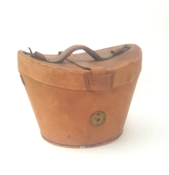 Antique Victorian English Leather Top Hat Traveling Case Stamped JMW
