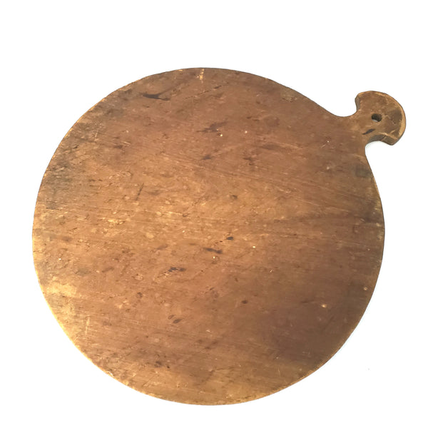 Large Antique Wooden Breadboard with Decorative Handle
