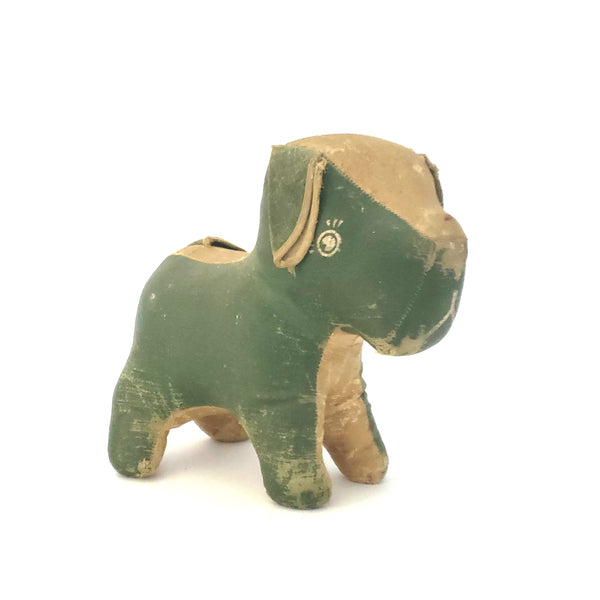 Vintage Stuffed Scottie Dog, Oil Cloth Green 1930's