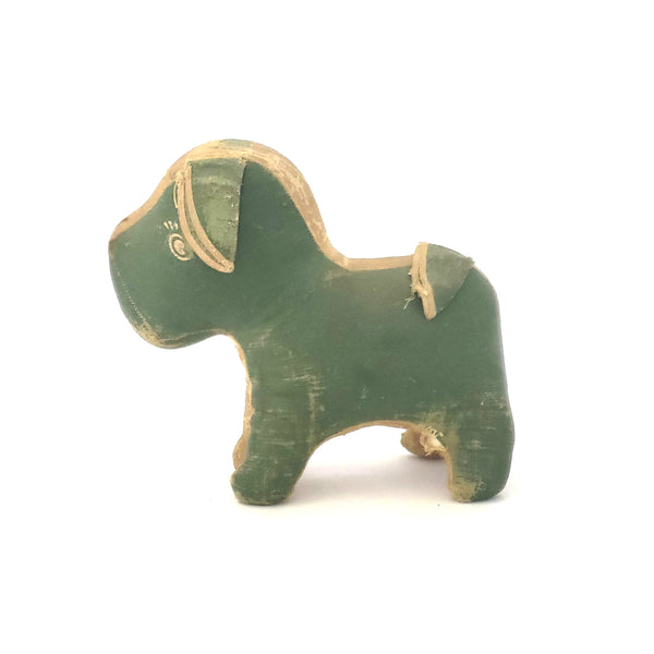 Vintage Stuffed Scottie Dog, Oil Cloth Green 1930's