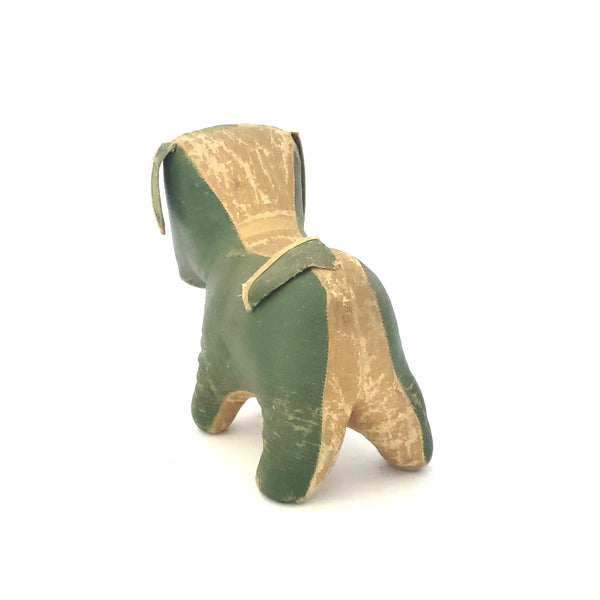 Vintage Stuffed Scottie Dog, Oil Cloth Green 1930's