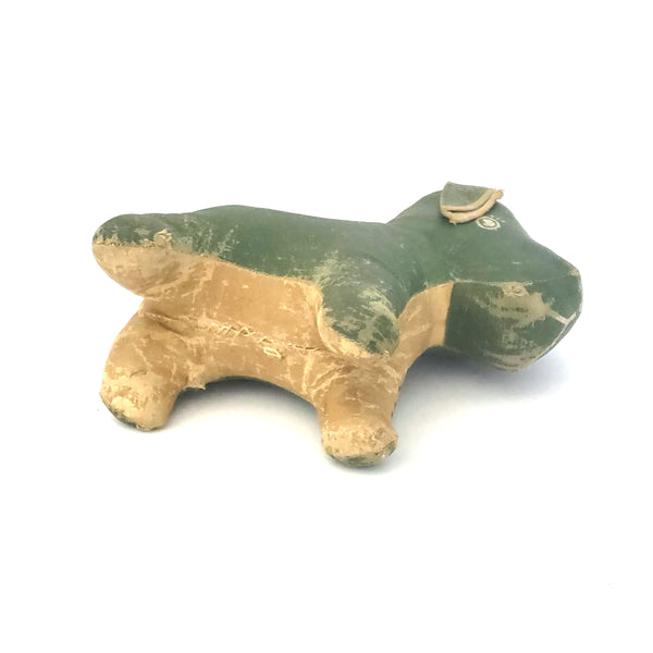 Vintage Stuffed Scottie Dog, Oil Cloth Green 1930's