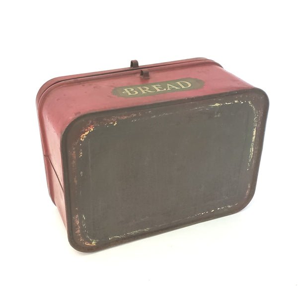 Vintage Red Kitchen Tin Metal Bread Box and Canister Set 3 Piece