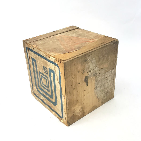 Antique ABC Alphabet Blocks in Wooden Box - Collection of 64