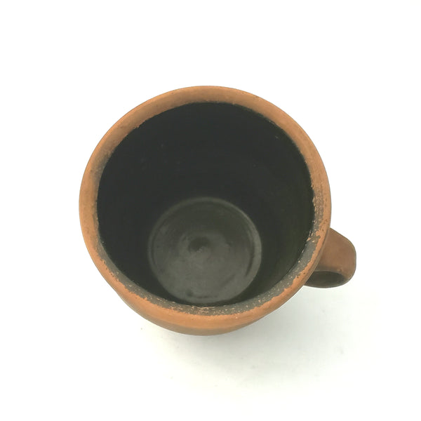 Antique Pennsylvania Redware Handled Jug With Interior Brown Glaze