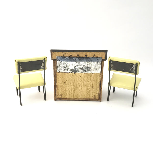 Mid Century Retro Yellow Doll Size Kitchen Play Set 4 Piece