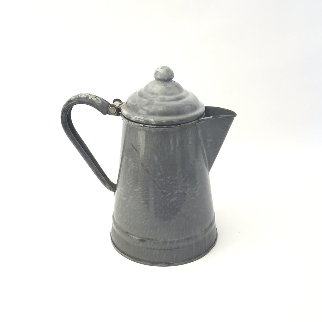 Antique Gray Granite Ware Enameled Coffee Pot