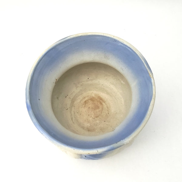 Antique Blue and White Salt Glazed Stoneware Spittoon Cuspidor
