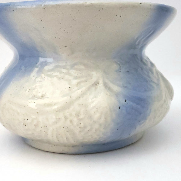 Antique Blue and White Salt Glazed Stoneware Spittoon Cuspidor