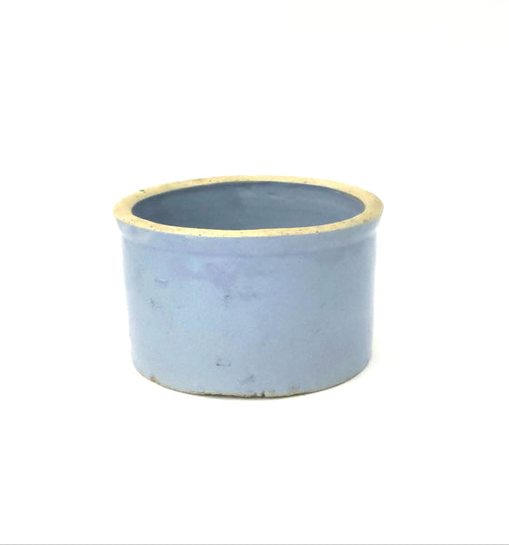 Antique Blue and White Salt Glazed Small Stoneware Crock