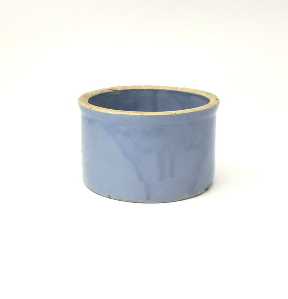 Antique Blue and White Salt Glazed Small Stoneware Crock