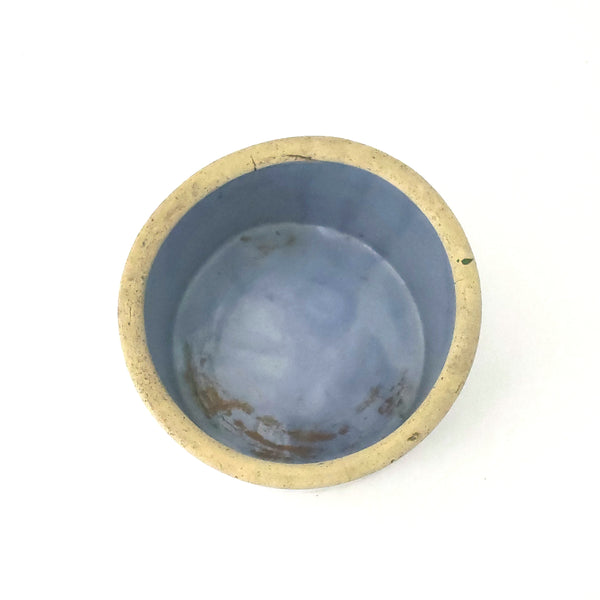 Antique Blue and White Salt Glazed Small Stoneware Crock