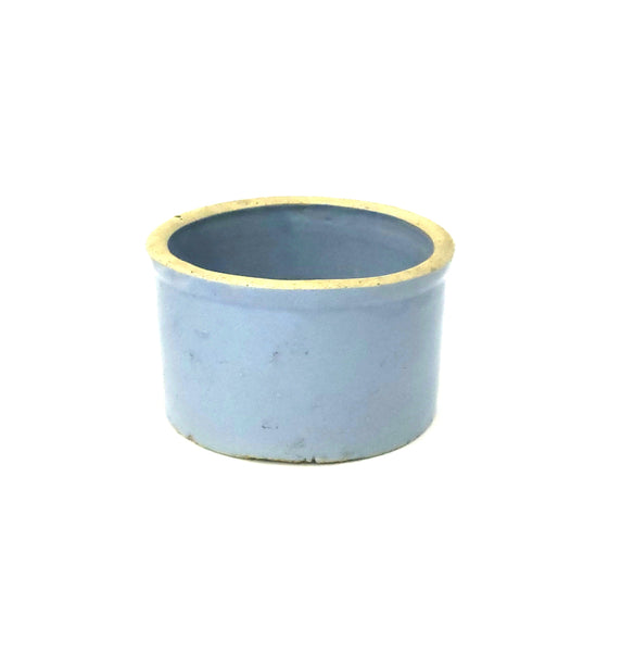 Antique Blue and White Salt Glazed Small Stoneware Crock