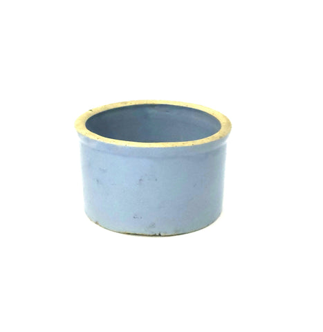 Antique Blue and White Salt Glazed Small Stoneware Crock