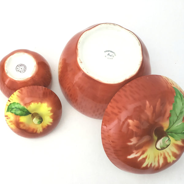 Vintage Apple Lidded Jars Made in Czechoslovakia Set of 2